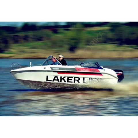 Лодка стеклопластиковая LAKER V450 (бело-синий)